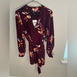 NWT Maroon floral Forever 21 long sleeve dress